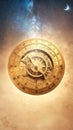 Gilded Compass of Time and Destiny. Astral Geometry. Generated Image Royalty Free Stock Photo