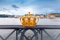 Gilded crown at the middle of Skeppsholmen bridge Royalty Free Stock Photo