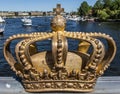 Gilded crown on the Skeppsholmsbron bridge in Stockholm, Sweden