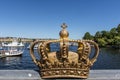 Gilded crown on the Skeppsholmsbron bridge in Stockholm, Sweden