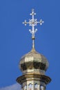 Gilded cupola and cross. Royalty Free Stock Photo