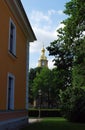 Gilded dome of the Alexander Nevsky Church on the territory of the Peter and Paul fortress. Saint-Petersburg. Russia. Royalty Free Stock Photo