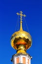 Gilded dome and cross of Russian Orthodox Church Royalty Free Stock Photo