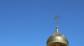 Orthodox dome with a cross on the roof of the church Royalty Free Stock Photo