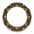 elaborate arabesque golden frame with intricate details on an isolated dark background