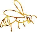 Gilded Elegance - Intricate Gold Flying Bee Digital Painting Clipart