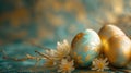 Gilded Elegance: Intricate gold leaf patterns on Easter eggs, exuding opulence and tradition