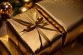 Gilded Elegance Unwrapping the Beauty of Gold Foil Christmas Wrapping Paper.AI Generated