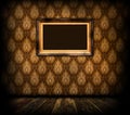 Gilded Frame on Vintage Wallpaper Royalty Free Stock Photo