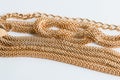 Gilded long chains, whis is trendy and stylish women bijouterie