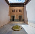 Gilded Room Courtyard and Comares Palace Facade at Nasrid Palaces of Alhambra - Granada, Spain