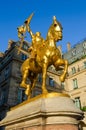 Gilded statue of Jeanne d`Arc on Place des Pyramides, Paris, France Royalty Free Stock Photo