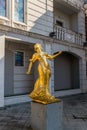 A gilded statue of a mermaid stands in the Batumi Piazza square in the old part of the Batumi city - the capital of Adjara in