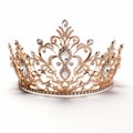 Gilded Tiara Crown On White Background - 18th Century Inspired Feminine Curves Royalty Free Stock Photo
