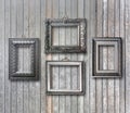 Gilded wooden frames for pictures on rusty wall Royalty Free Stock Photo