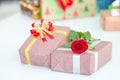 Gilf box and red rose Royalty Free Stock Photo