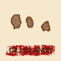 Gili Islands distressed map.