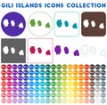 Gili Islands icons collection.