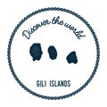 Gili Islands map in vintage discover the world.