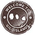 Gili Islands map vintage stamp.