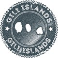 Gili Islands map vintage stamp.