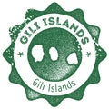 Gili Islands map vintage stamp.