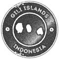 Gili Islands map vintage stamp.