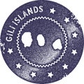 Gili Islands map vintage stamp.