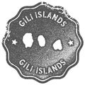 Gili Islands map vintage stamp.