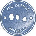 Gili Islands map vintage stamp.