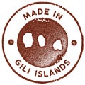 Gili Islands map vintage stamp.