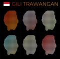 Gili Trawangan dotted map set.