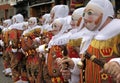 Gilles dancing on the Grand Place in front of the Town Hall, morning of Shrove Tuesday, at Binche Carnival, Town of Binche, Hain Royalty Free Stock Photo