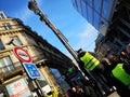 Gillet jaunes protests in the first district of Paris, France Royalty Free Stock Photo