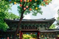 Gilsangsa temple with Buddha`s Birthday colorful lanterns in Seoul, Korea Royalty Free Stock Photo