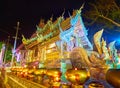 Burning candles in court of Silver Temple, Chiang Mai, Thailand Royalty Free Stock Photo