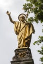 Gilt statue of Saint Paul next to the St Paul Cathedral, London, United Kingdom. Royalty Free Stock Photo