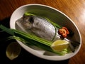 Gilted head sea bream with leek