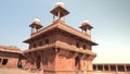 gimbal stabilized shot walking towards the diwan-i-khas at fatephur sikri