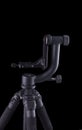 Gimbal style tripod head on tripod in closeup