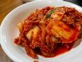 Gimchi or Kimchi is traditional fermented Korean side dish made of vegetables, famous Korean foods Royalty Free Stock Photo