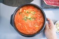 Gimchi soup or Kimchi soup ,vegetable soup or Korean soup Royalty Free Stock Photo