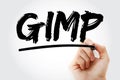 GIMP - Gnu Image Manipulation Program acronym with marker, concept background