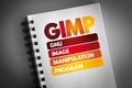 GIMP - Gnu Image Manipulation Program acronym on notepad, concept background