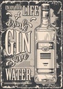 Gin alcohol vintage flyer monochrome Royalty Free Stock Photo