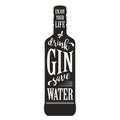Gin bottle silhouette monochrome label Royalty Free Stock Photo