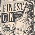 Gin bottle vintage flyer monochrome Royalty Free Stock Photo