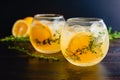 Meyer Lemon and Thyme Bees Knees Cocktails Royalty Free Stock Photo