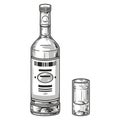 Gin drink detailed emblem monochrome Royalty Free Stock Photo
