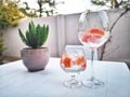 Gin drinks glasses sundowner cocktail Royalty Free Stock Photo